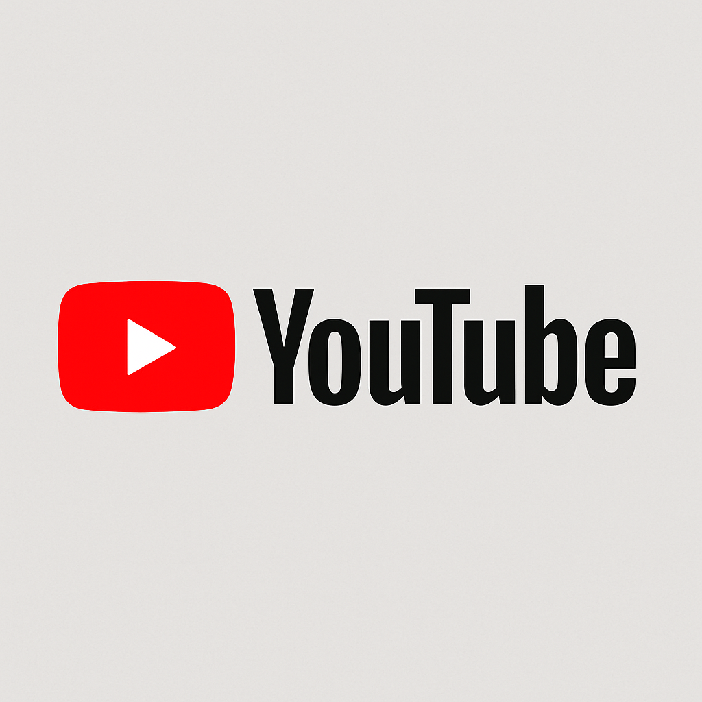 유튜브 공식 로고 - 빨간색 재생 아이콘과 검정색 YouTube 텍스트 조합
